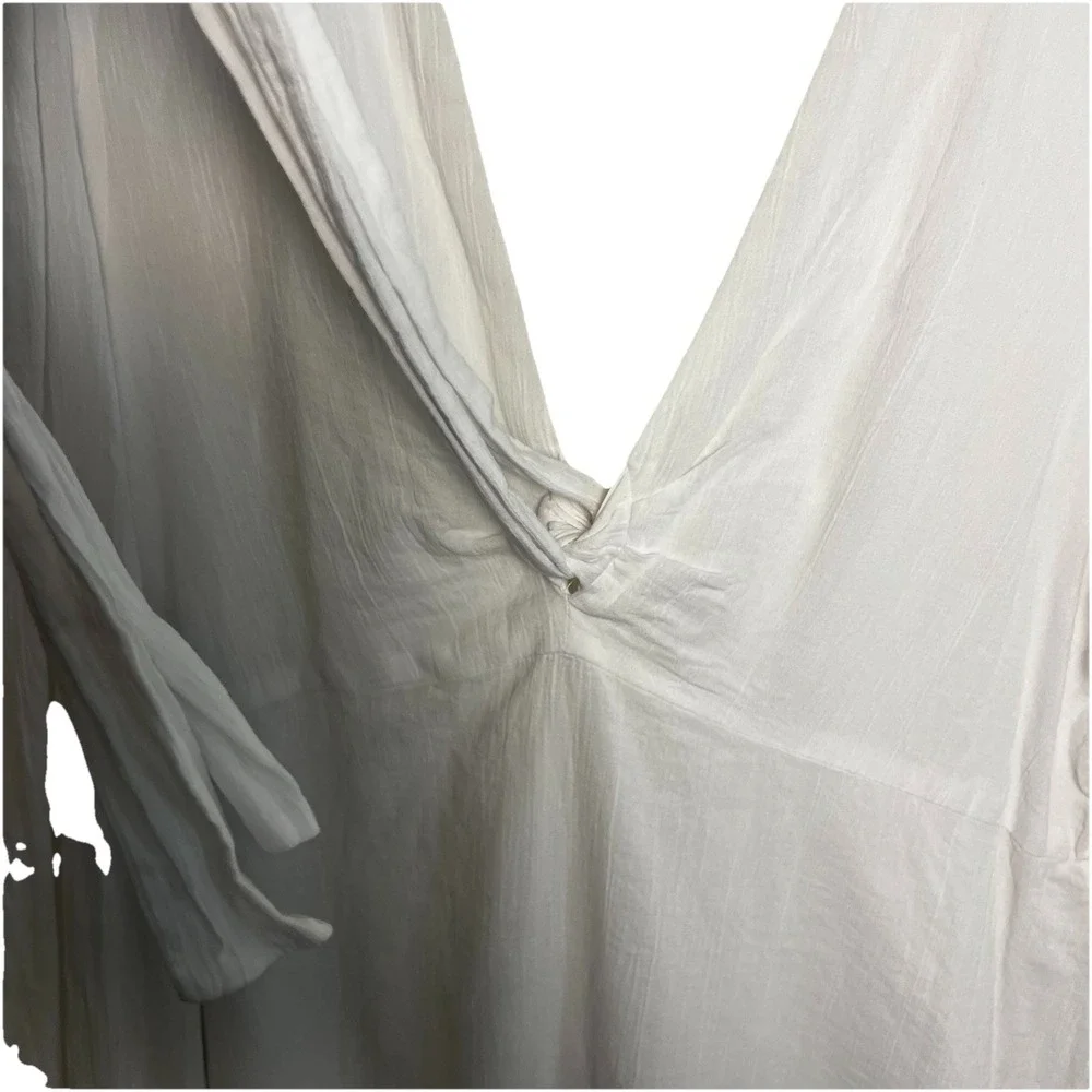 Gianni Bini Babydoll Dress Womens 12 White Tie Front Mini Zip Back Size 12‎ Bach